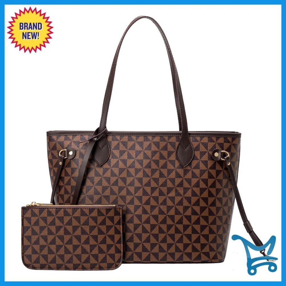 Leather Satchel Shoulder Bag with Wallet, 12.6" Tote for Laptop